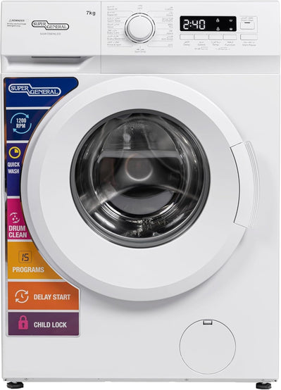 Super General SGW7250NLED - 7kg Front-Load Washing Machine